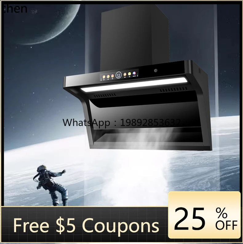 

Zz LXC Range Hood Household Kitchen Large Suction Top Side Double Suction Intelligent Voice Automatic Cleaning Oil Suction Machi