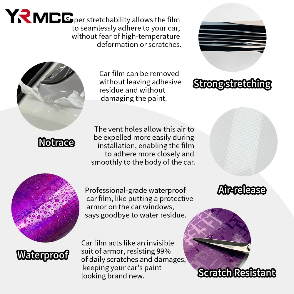 Holographic Car Film Amethyst Purple Maya Vinyl Wrap Personality Color Change Glossy Sticker for Bike Motorcycle Car Accessories