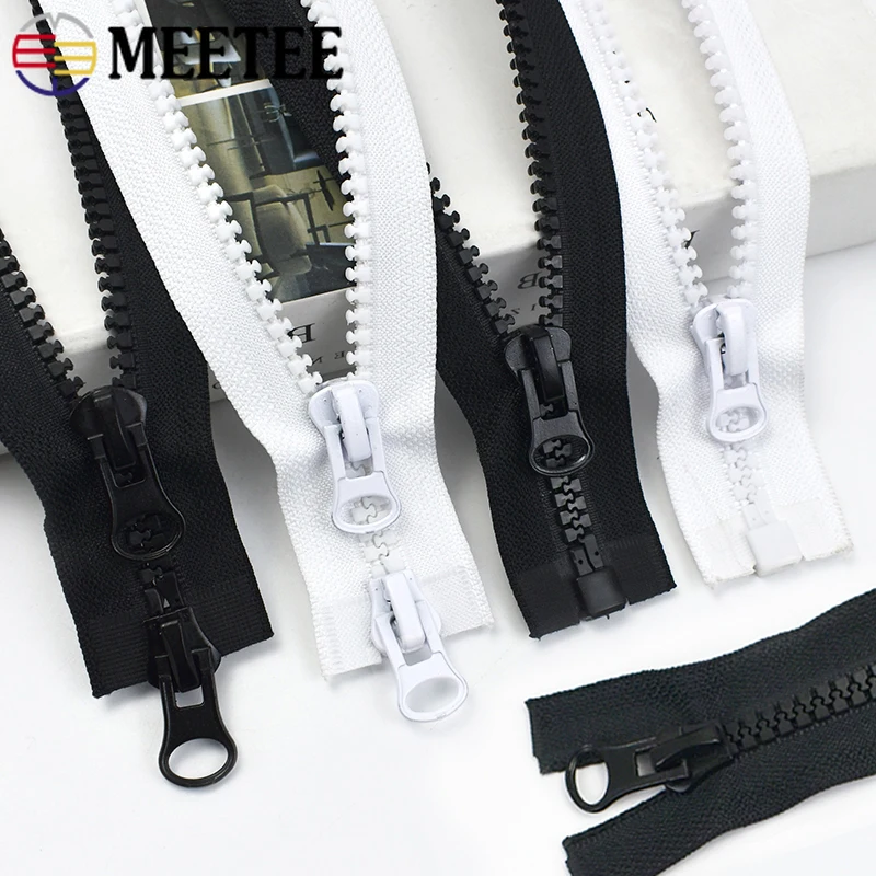 

60-300cm Meetee 5#8# Long Resin Zipper Open-End Zips Single/Double Puller Tent Clothes Zippers Repair Kit DIY Sewing Accessories