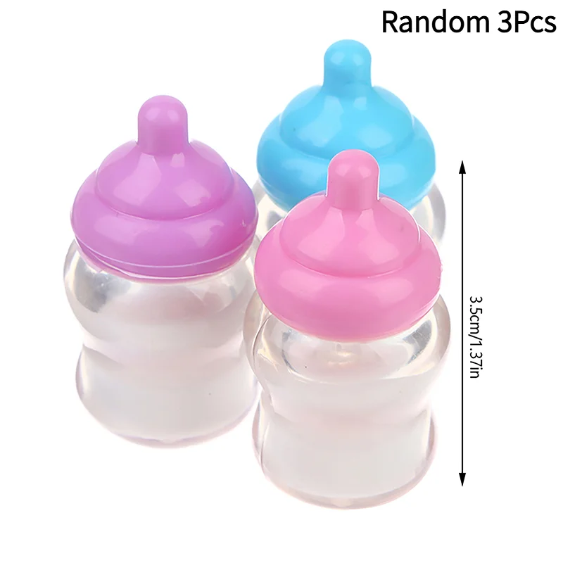 Random 3Pcs Dollhouse Baby Bottle Accessories Play House Toys Furniture Doll House Miniature Accessories.