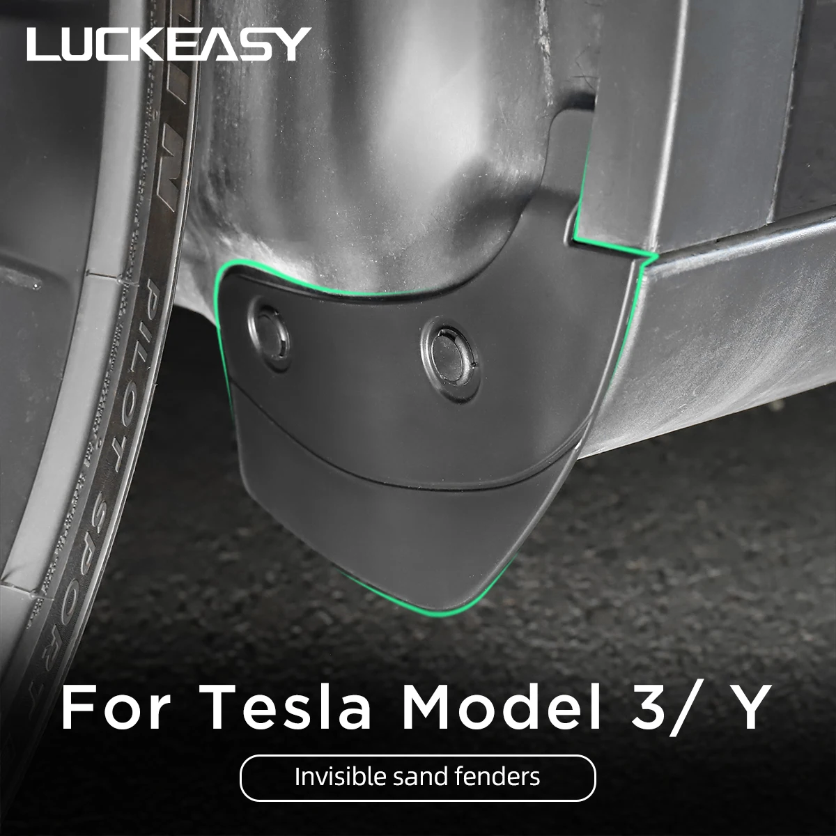 LUCKEASY For Tesla Model Y 2020-2024 Invisible Mud Fenders Modification Car Exterior Accessories Model 3 2023 Mudguards 4Pcs