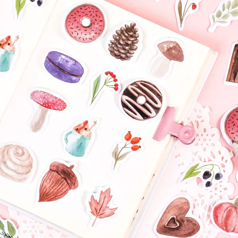 46pcs Donut Food tasty Mini DIY Decorative Stickers Scrapbooking Diary Album Decor Stick Label