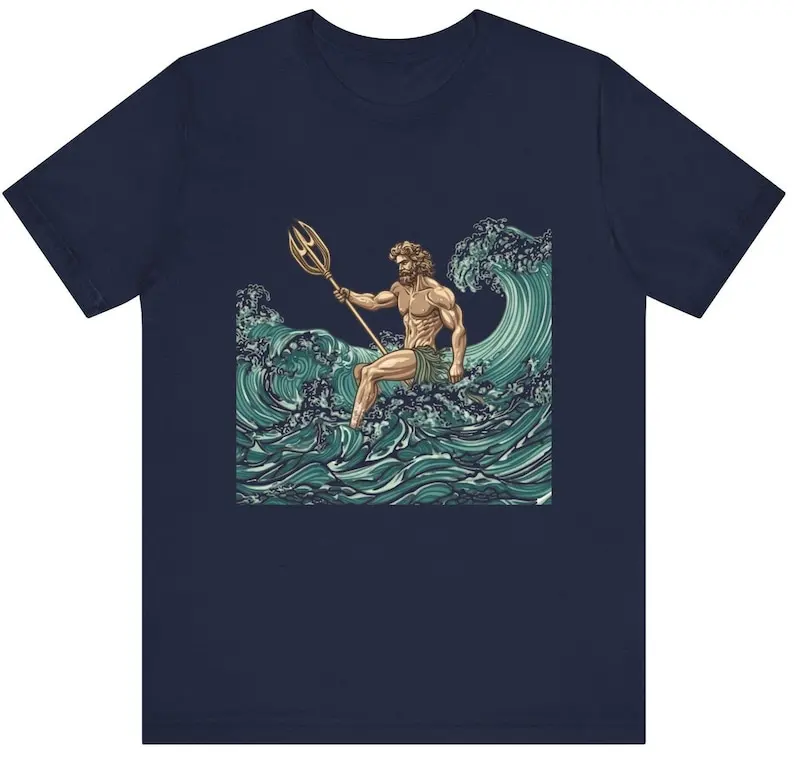 Mythology Graphic Tee Greek God Shirt Poseidon T-shirt  Poseidon Trident Retro Tee Gift for Him Shirt Greek God Poseidon