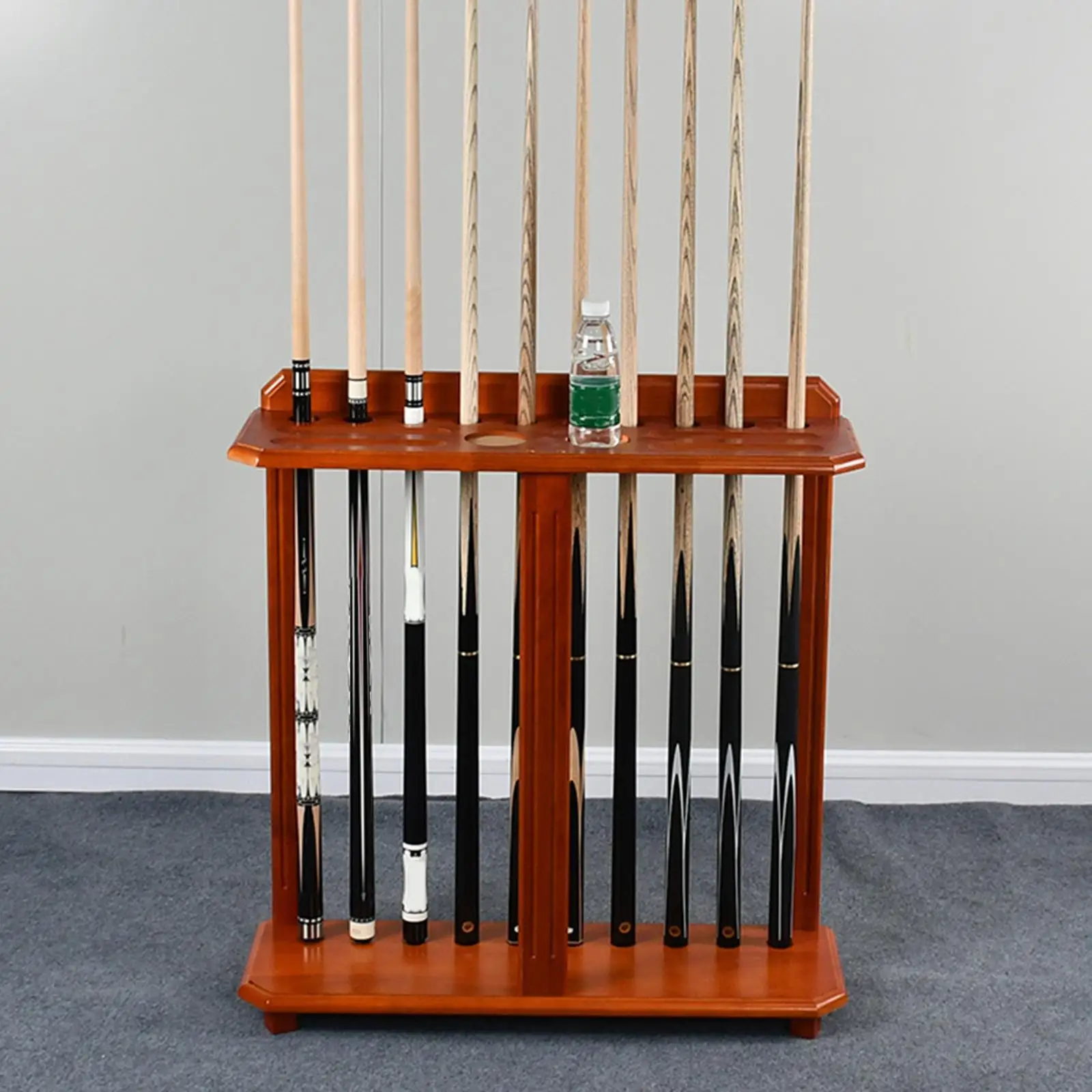 

Pool Cue Rack,Floor Stand,Hardwood Organizer,Holds 10 Cue Sticks Billiard Accessories Pool Stick Holder for Man Cave Game Room