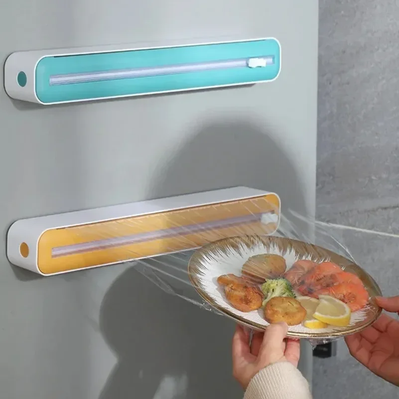 Kitchen Disposable Cling Film Cutter, Point Breaking Household Food Special Cutting Box, Suction Refrigerator Artifact