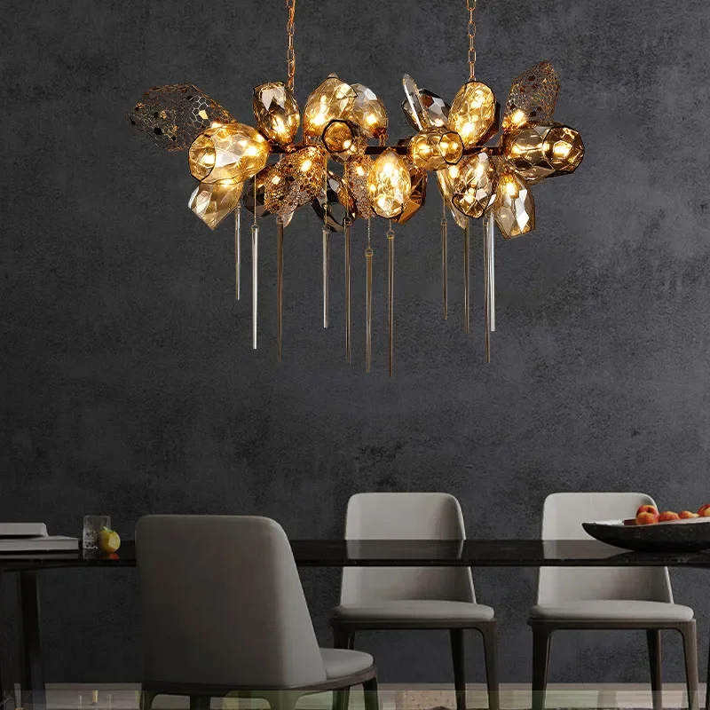 American Dining Table G9 Led Pendant Lights Plated Glass Shades Hanging Lamp Luxury Deco Indoor Lighting Luminarias Lamp