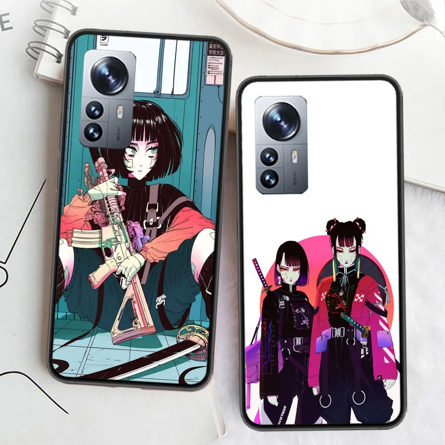 Vaporwave Glitch Anime Phone Case For Xiaomi Mi 13 12 11T 10T 12T Pro 12X 11i 11 Ultra 10 Lite 5G 9 8 6X 5X A1 A2 Cover Capa Coq