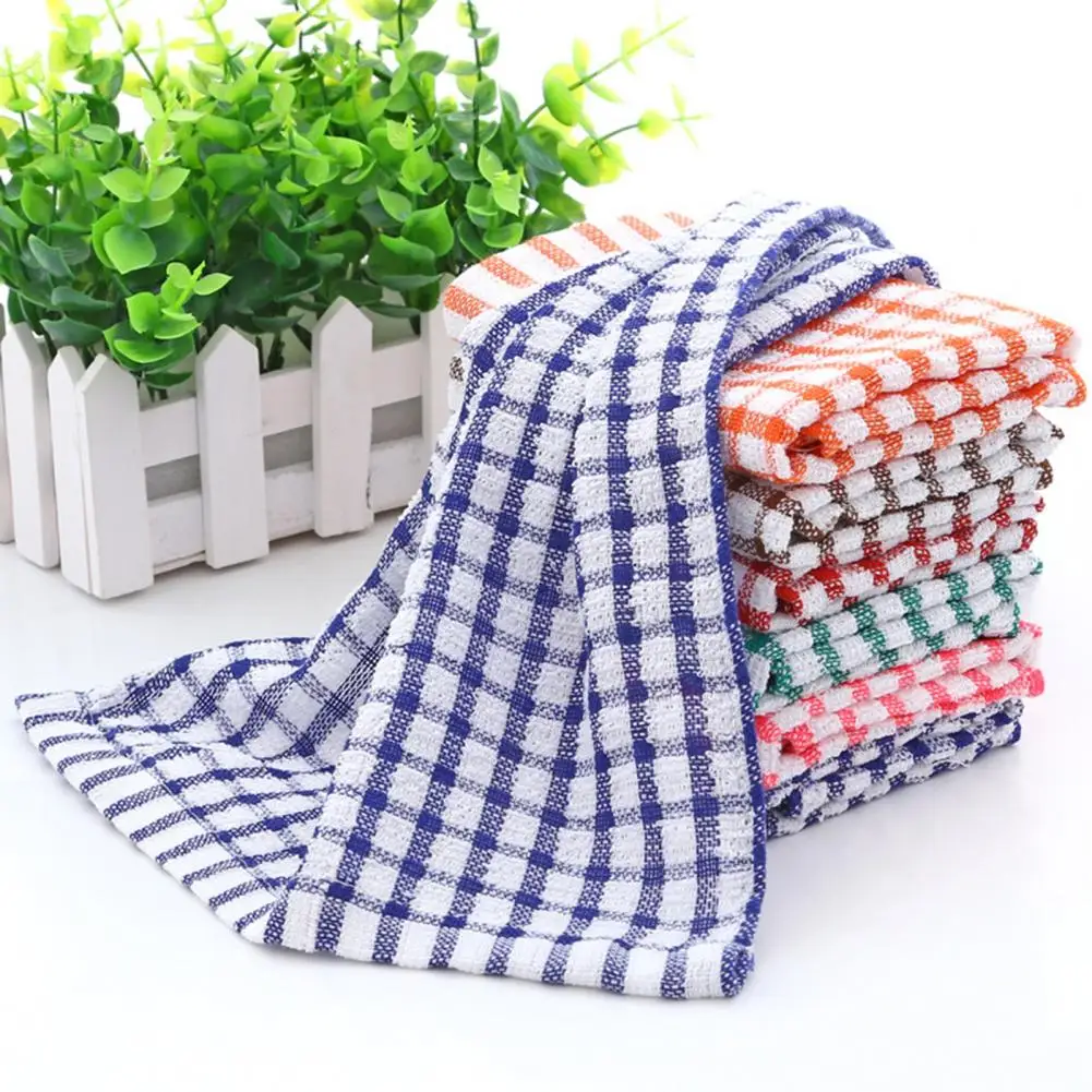 1/6 Pcs 64*42cm Cleaning Towel Water Absorption Plaid Print Dish Towel Dish Drying Cloth Furniture Wiping Pads Kitchen Supplies