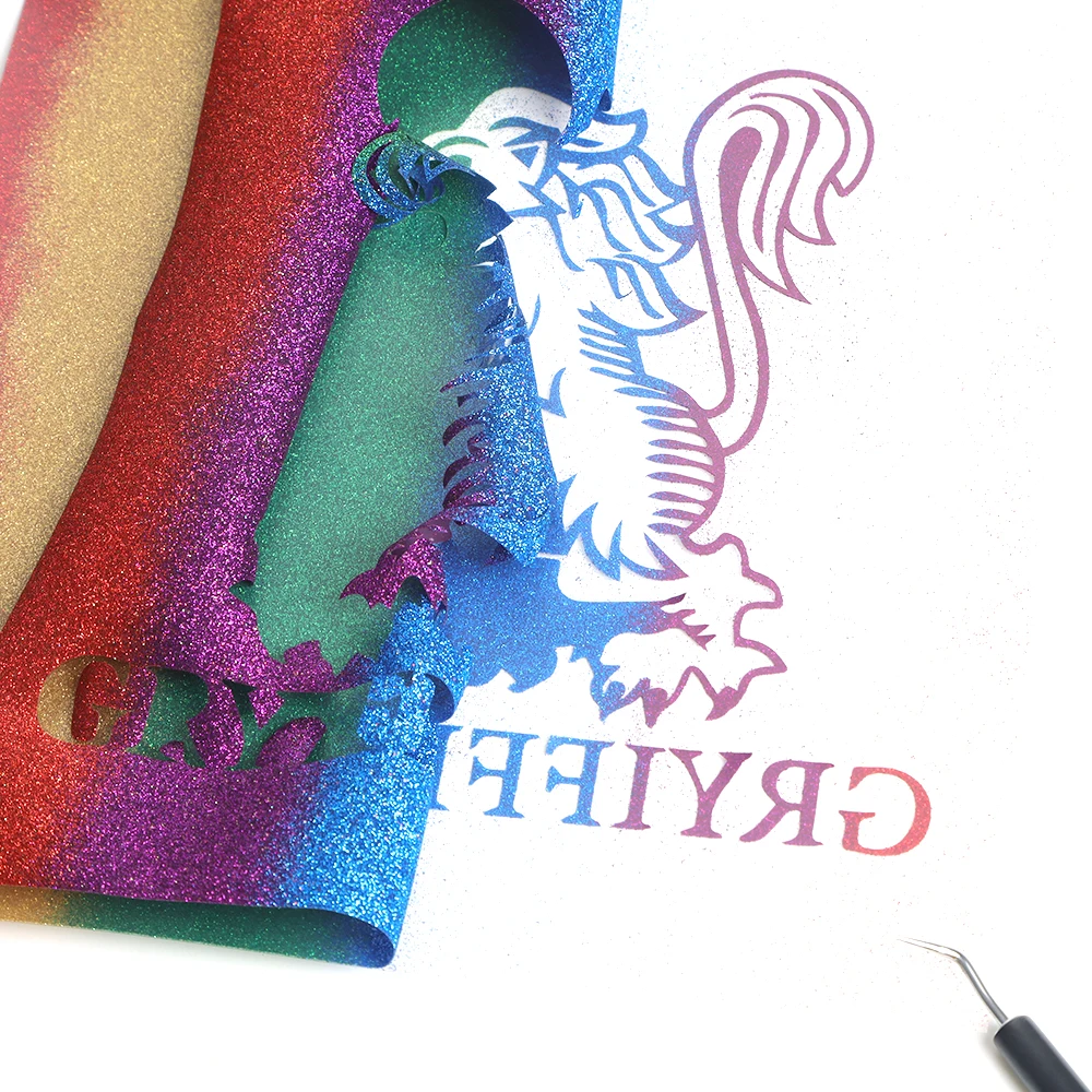 Rainbow Glitter Heat Transfer Vinyl Iron on Vinyl  Easy to Cut & Weed for Heat Vinyl Design ，For DIY Clothing T-Shirt
