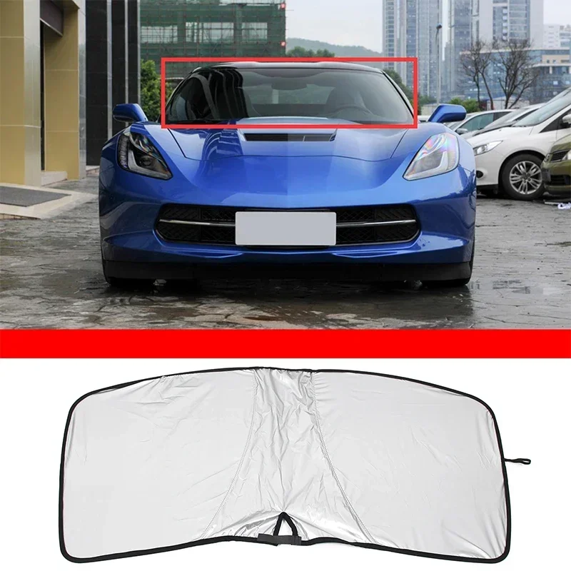 For Chevrolet Corvette C7 2014-2019 Silver Tape Car Styling Car Front Windshield Anti-UV Sun Shade Car Protection Accessories