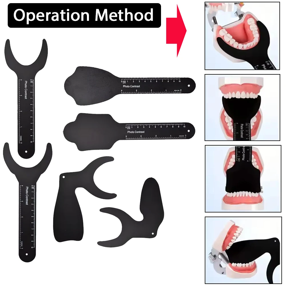 

6Pcs Dental Photo Contrast Board Black Background Autoclavable Teeth Display Tool for Orthodontic Photography Dental Clinic