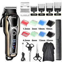 Kemei Professional Hair Clipper Rechargeable Trimmer Men Electric Cutter Hair Cutting Machine LCD Cordless Beard Trimmer KM-1990