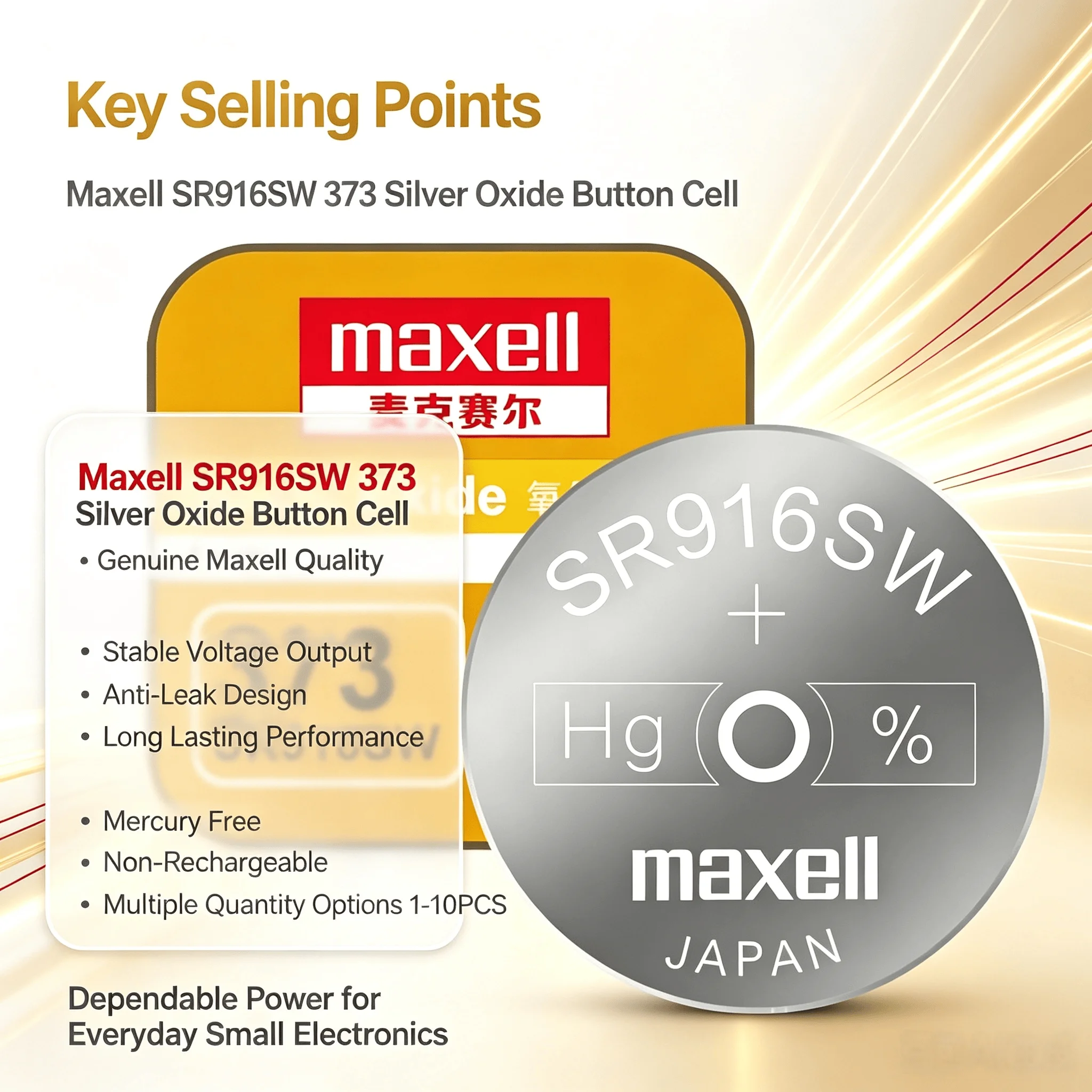 1-10PCS Maxell SR916SW 373 Silver Oxide Button Cell Anti-Leak Long Lasting Non-Rechargeable Battery For Watches Toys Electronics view 4
