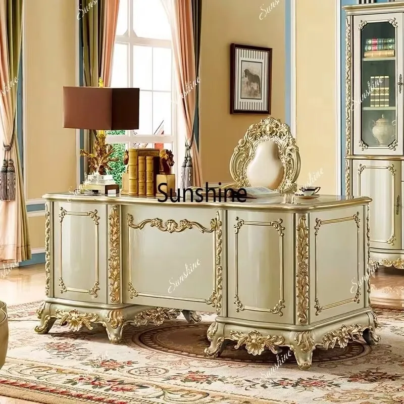 French solid wood desk large apartment villa furniture