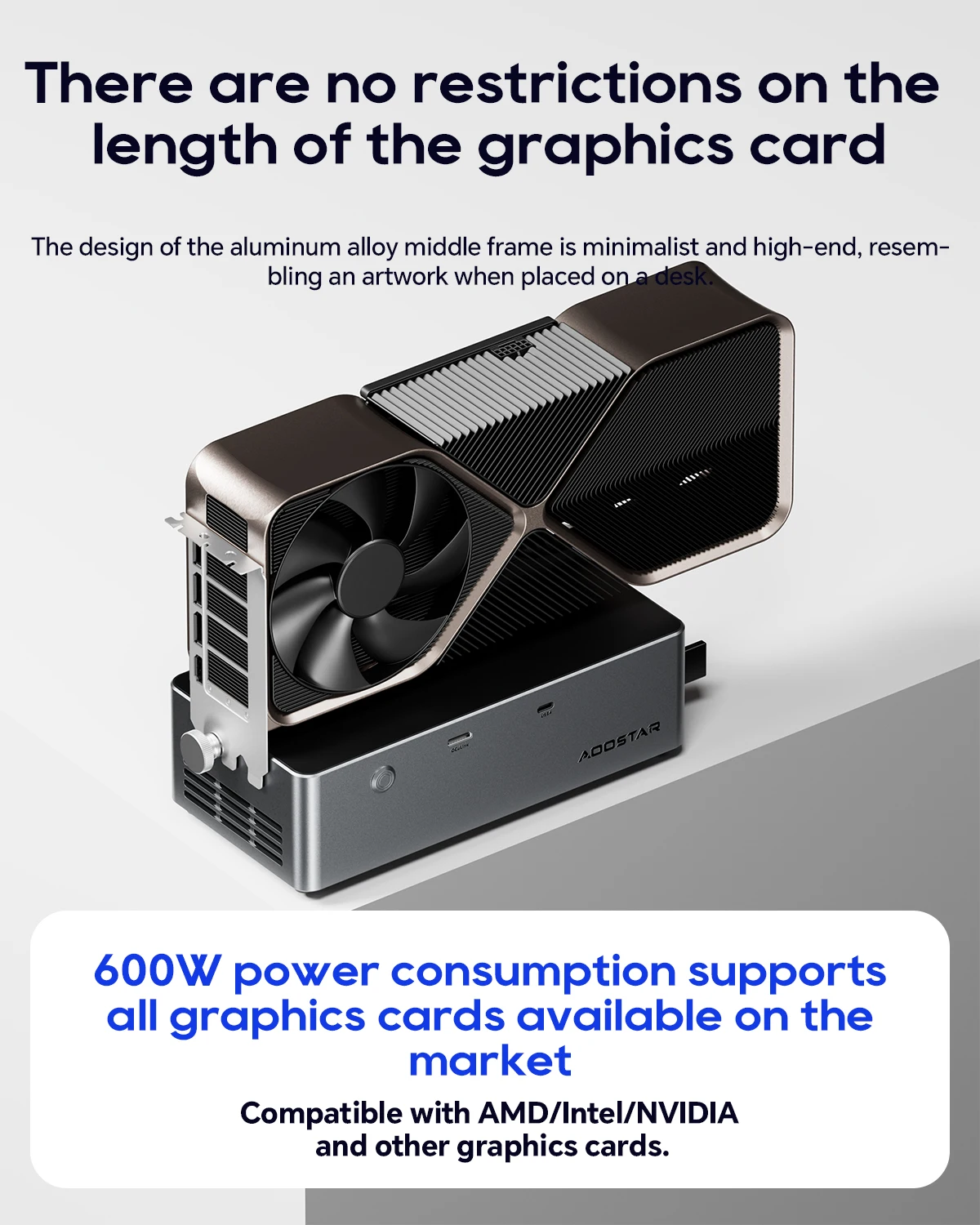 Новейшая док-станция AOOSTAR AG02S EGPU на 2025 год с портом OCulink/USB4, встроенным блоком питания Huntkey мощностью 800 Вт, поддерживает горячую смену интерфейса TGX.