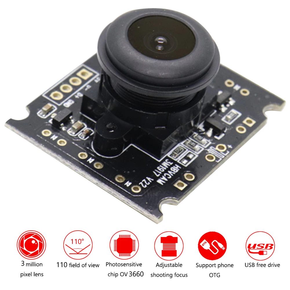 OV3660 Module Plug and Play Camera Module 110 /2.1mm Wide Angle for Notebook