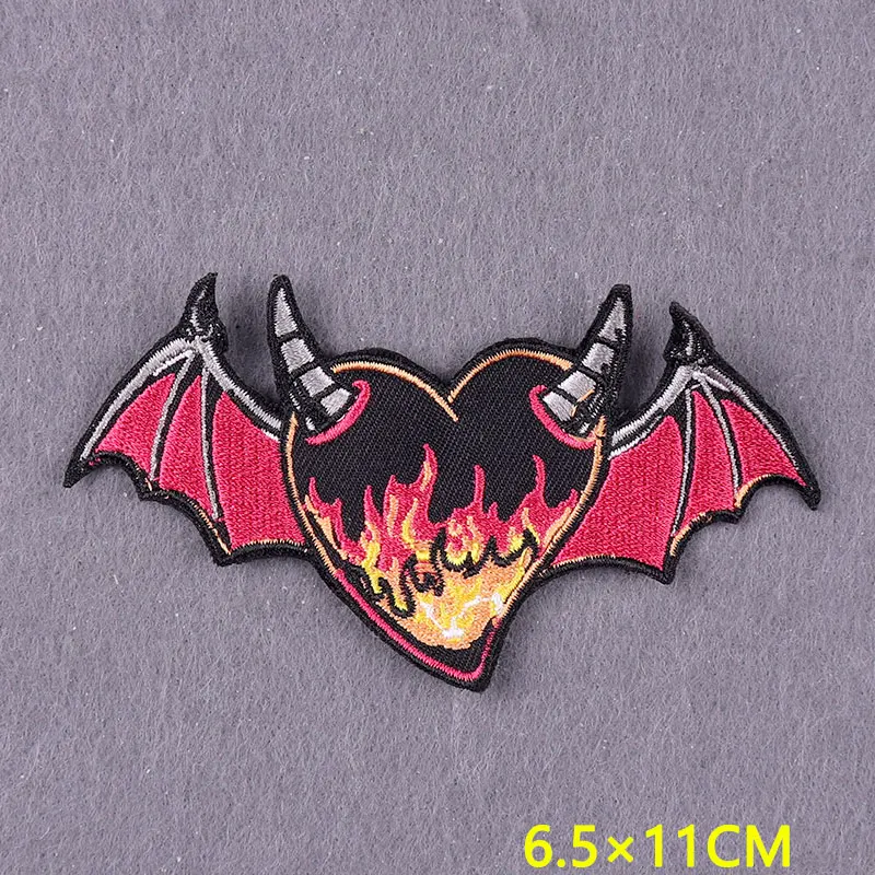 DIY Devil Badges On Backpack Hippie Iron On Embroidered Patches For Clothing Stickers Skull Patches On Clothes Stripes Applique