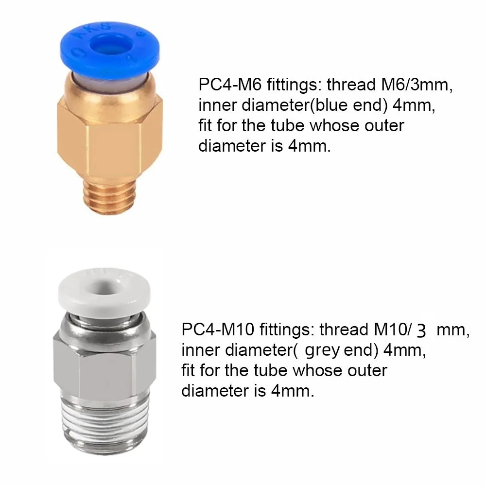 4/10PCS PC4-M6 M10 Pneumatic Connector Fitting for Creality Ender 3/3 Pro/3 V2 Ender5/5 Pro/5 Plus CR-10/10S Hotend Extruder Kit