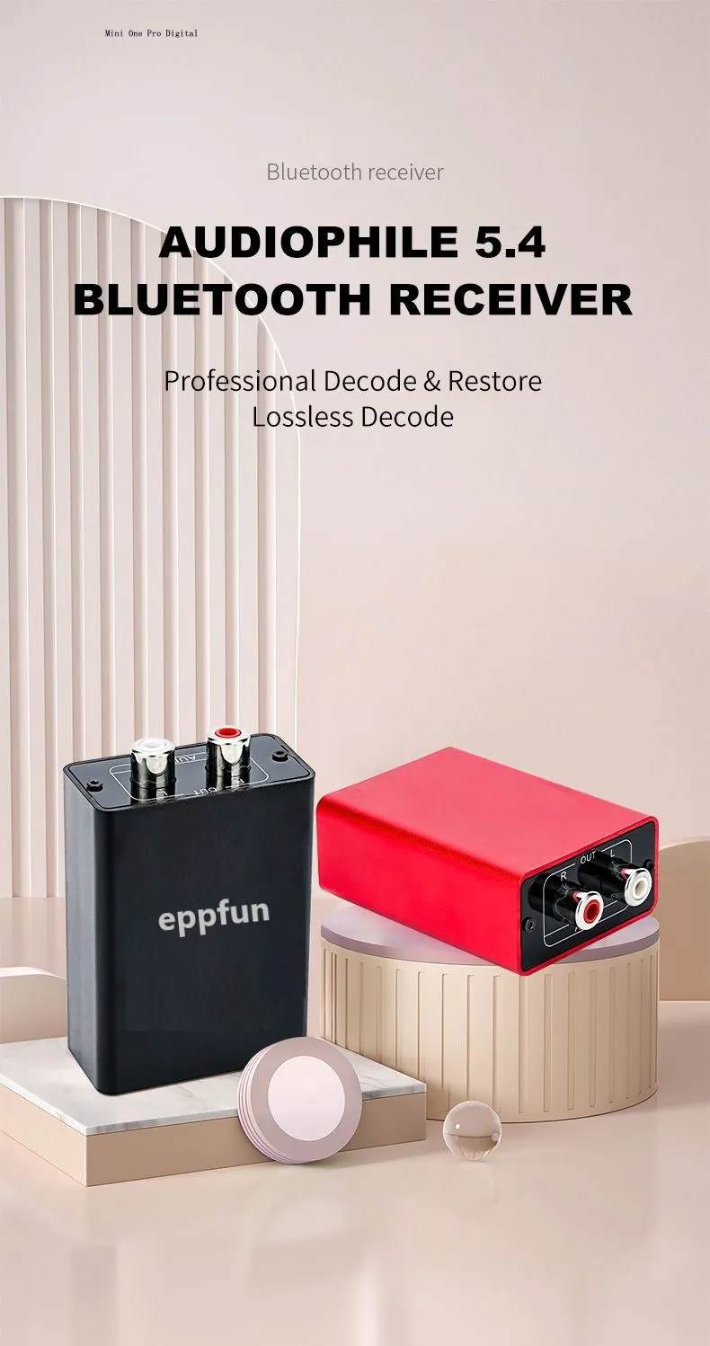 Eppfun Le Audio Bluetooth 5.4 Empfänger mit Aptx Lossless/LDAC, 96K/24bit Drahtloser Adapter mit RCA – Detail 1