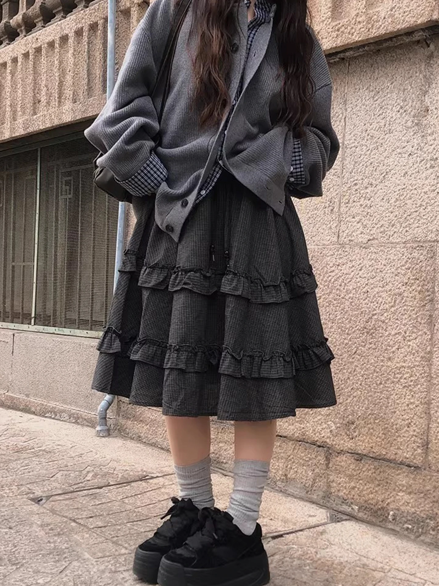 

Японская юбка для студенток в клетку «гингем» с эластичным поясом, плиссированная, с бантом и отделкой «деревянные ушки»