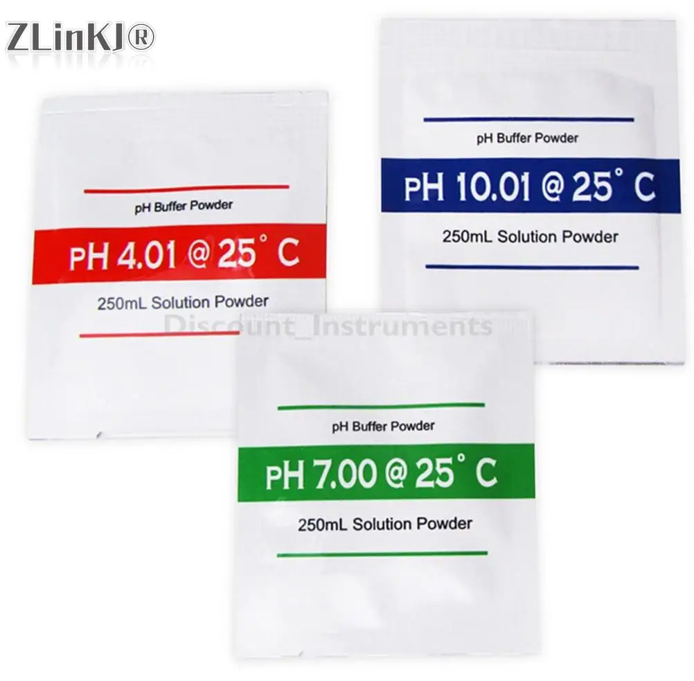 Baru 3 Bags/set Ph Buffer Solution Bubuk untuk Tes PH Meter Mengukur Titik Kalibrasi 4.01 7.00 10.01