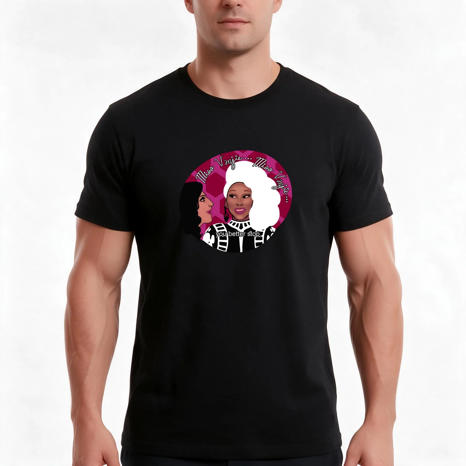 Vanjie Interactions T-Shirt, Summer Casual Cotton Tee, Oversized Streetwear Tops, Vintage Graphic Print, Loose Fit Short Sleeve