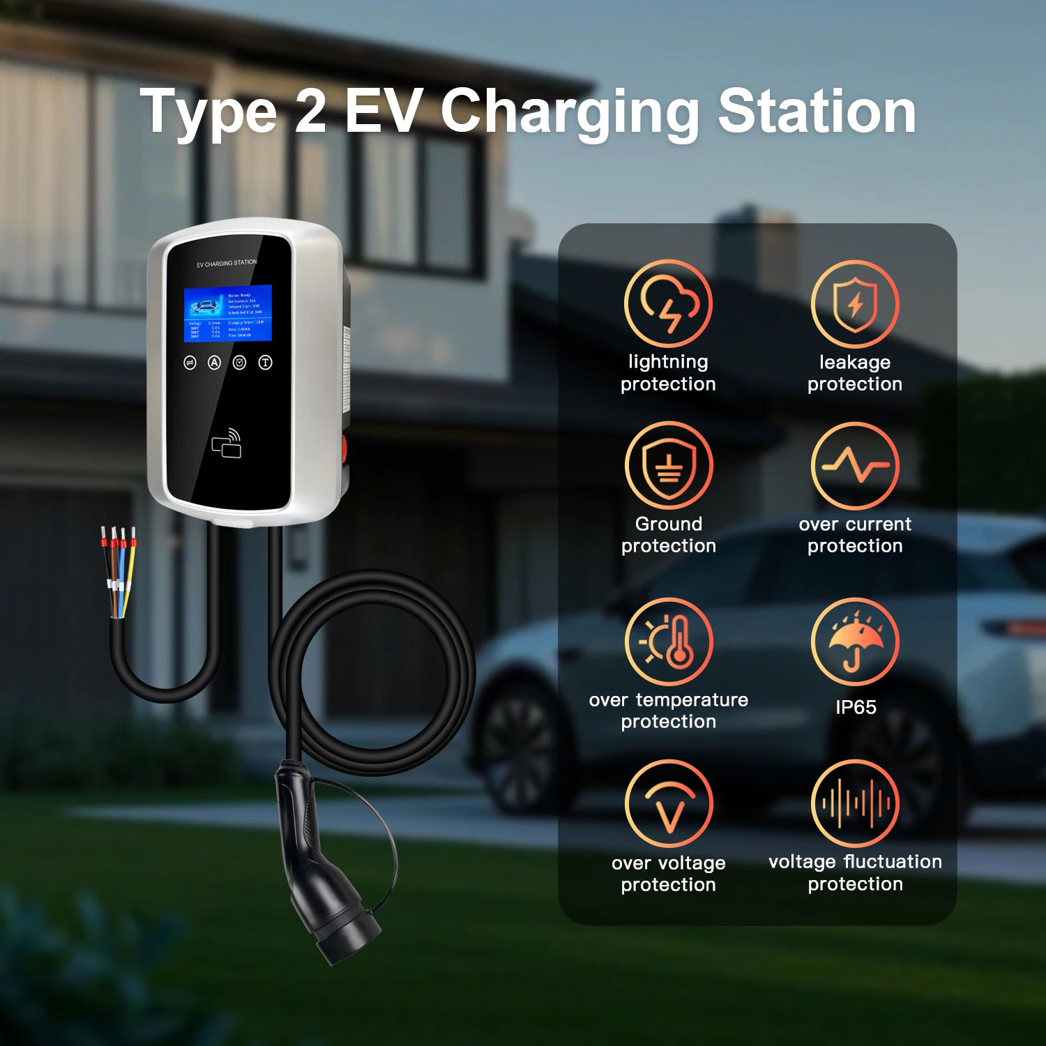 ERDAN 11KW 16A 3P شاحن سيارات كهربائية نوع 2 محطة منزلية 5 متر كابل 7.2KW قابل للتعديل الحالي APP تأخير الموقت بطاقة RFID تشيكوسلوفاكيا التسليم السريع #4