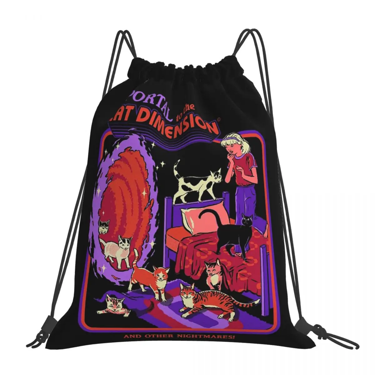 The Cat Dimension Backpacks Multi-function Portable Drawstring Bags Sports Bag Book Bags For Travel School
