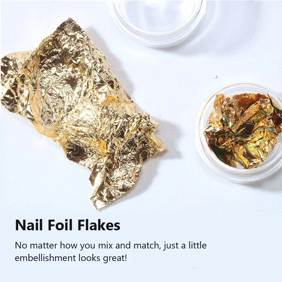 12 Kolorów Złote Srebrne Płatki Foliowe Dekoracyjne do Zdobienia Paznokci, Wypełnień Form z Żywicy, Tworzenia Biżuterii i Rękodzieła