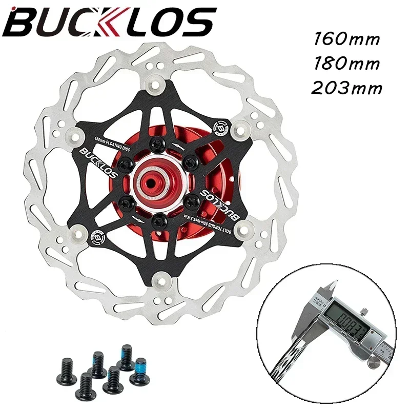 BUCKLOS 자전거 브레이크 로터, MTB 디스크 브레이크 로터, 로드 산악 자전거 브레이크 로터, 플로팅 로터, 자전거 부품, 160mm, 180mm, 203mm, 2 개