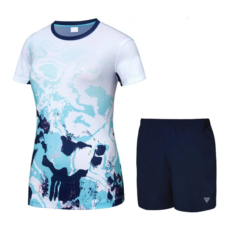 24 new tennis wear short sleeve men\'s and women\'s sports set spring and summer quick dry badminton table tennis training clothin