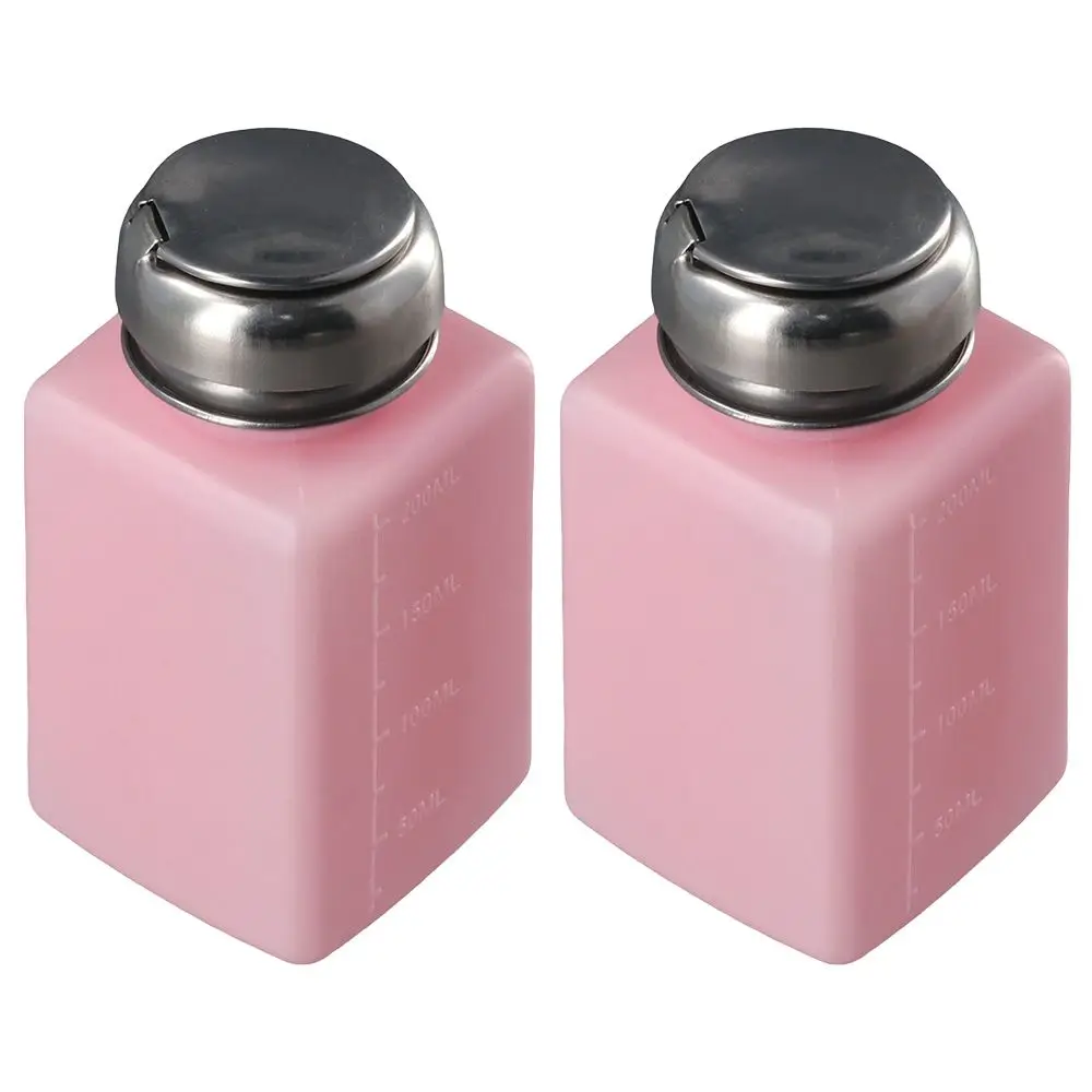 Blue Pink Dispensing Bottle 200mL Plastic Pump Dispenser Square Push Down Pump Dispenser Nail Art