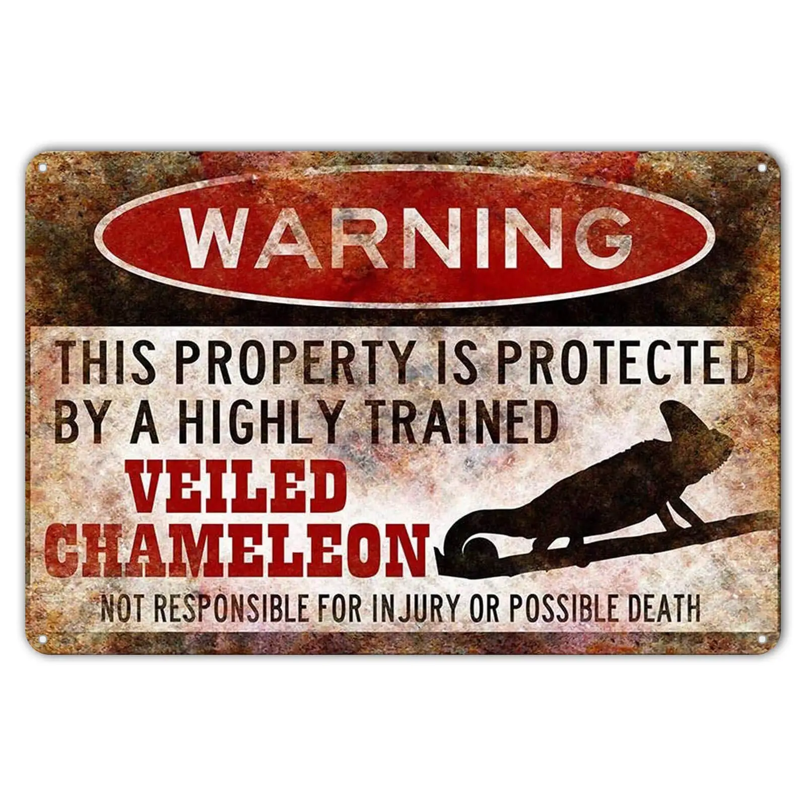 Veiled Chameleon Sign, Funny Metal Signs, Chameleon Gift, Chameleon Accessories, Lizard Warning Sign Tin Metal Sign 8 x 12 inch