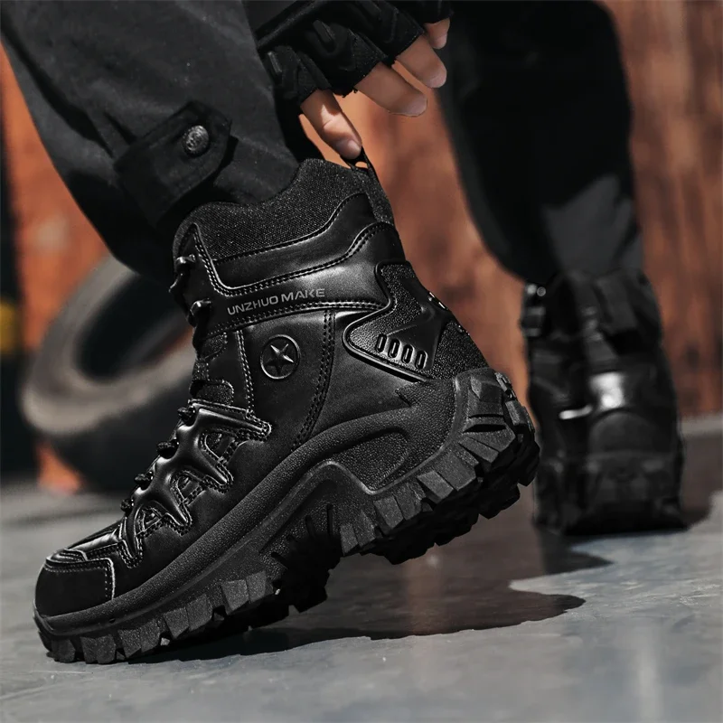 2025 الشتاء الرجال الصحراء أحذية قتالية القتالية الرجال حذاء من الجلد التكتيكية كبيرة حذاء كاجوال الرجال أحذية أمان العمل دراجة نارية الأحذية #5