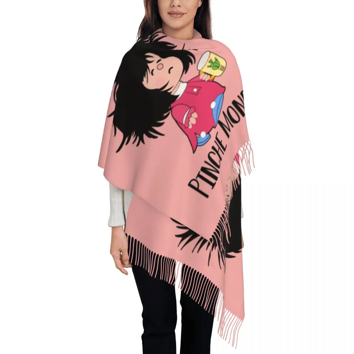 

Забавный шарф Mafalda с принтом на заказ, зимние теплые шарфы Quino, Аргентина, комиксы, шали, накидки