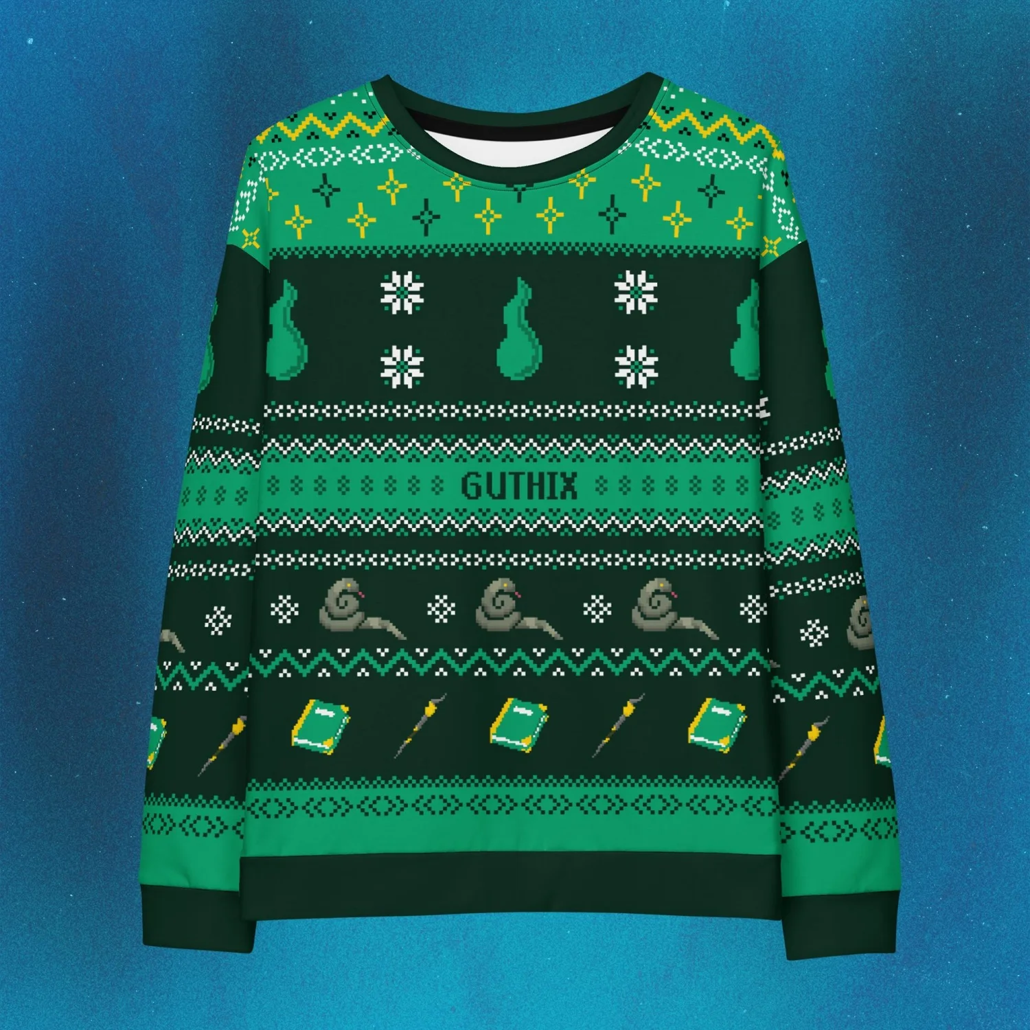 OSRS Guthix All-Over Print Christmas Sweatshirt,RuneScape Ugly Sweater Printed Xmas Sweater for Adult Christmas Wedding