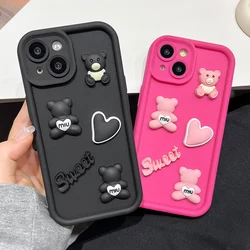 Luxury Cute Bear Phone Case For iPhone 16 Pro Max Funda iPhone 11 13 15 14 12 16 Plus 16promax 15promax 14promax Silicone Covers