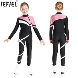 Kids Girls Figure Skating Gymnastic Sports Suit Long Sleeve Athletic Sweatshirt Top with Leggings Yoga Workout Running Tracksuit