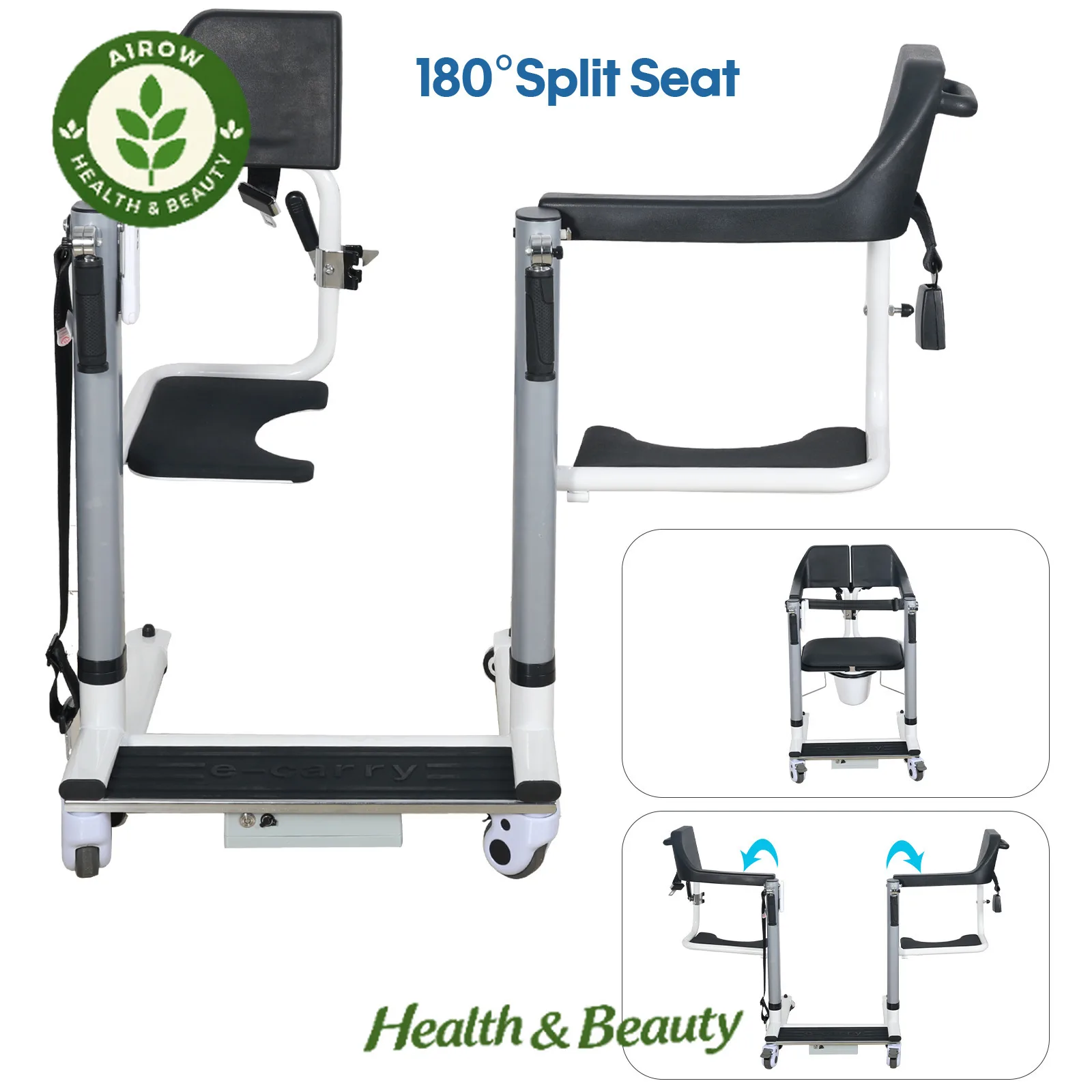 AIROW Supply Bathroom Wheelchair Lift Transfer Commode Chair for Patient Home Care