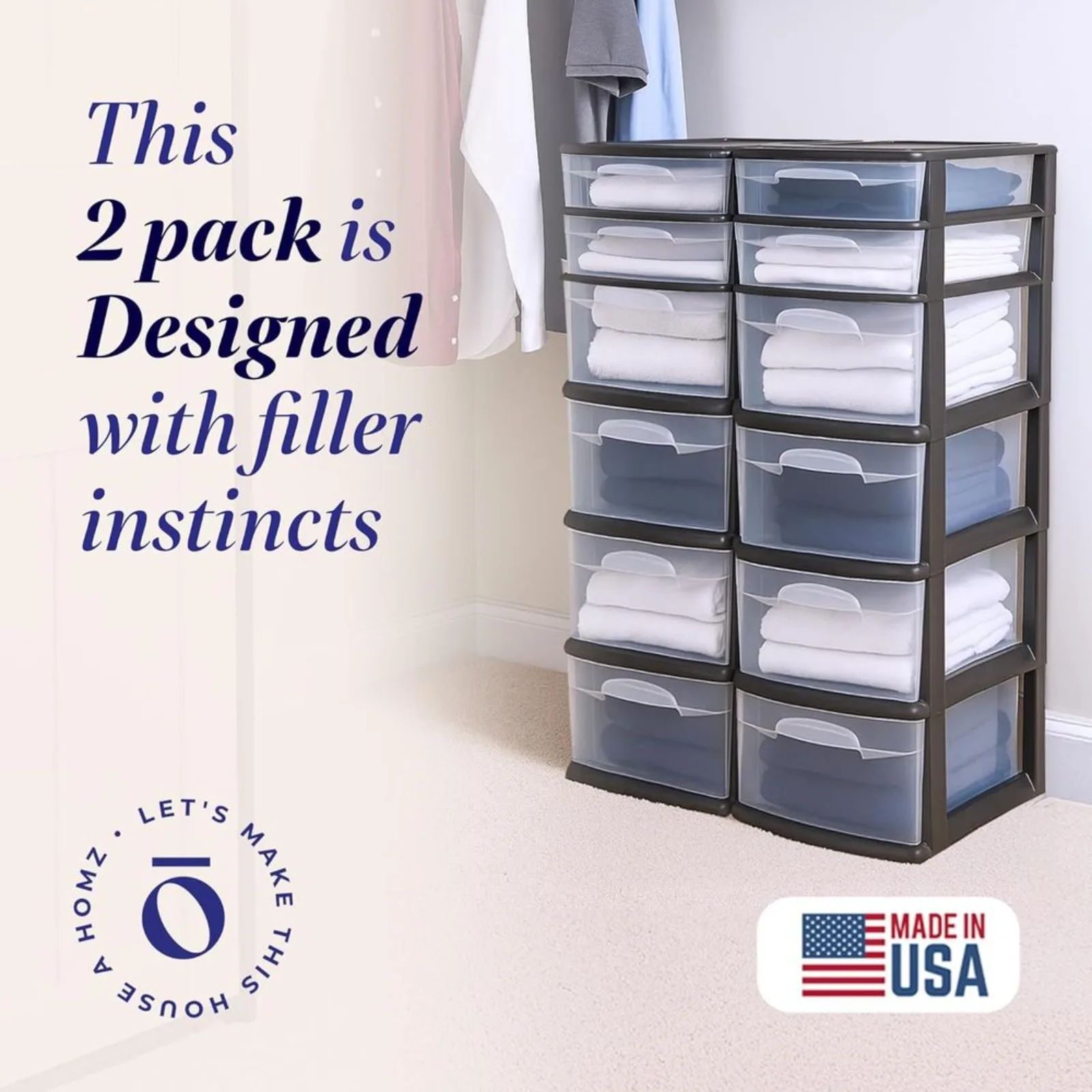 2-Pack Der Tower, 6-Tier Clear Plastic Storage Organizer Cart, Black e - Organizing Containers or Home, Oice, Bathroom, Bedroom,