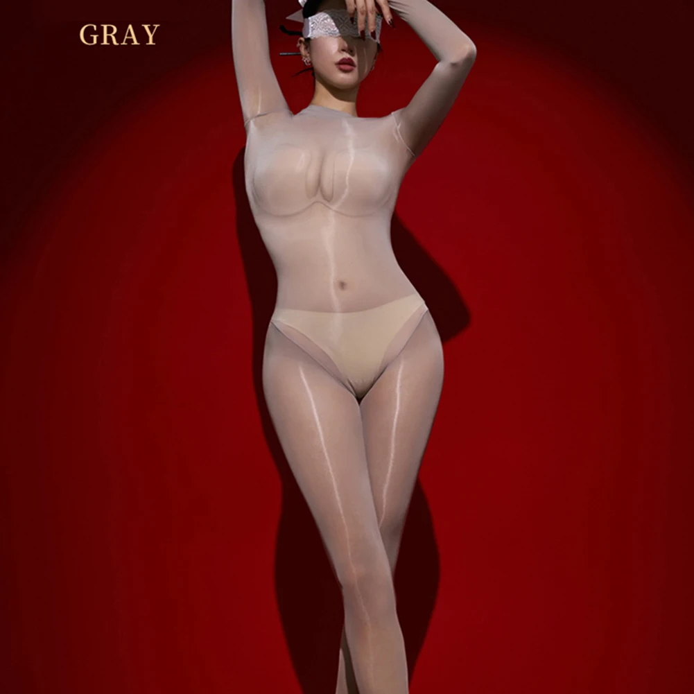 

Bodysuit Women Bodystocking Home All Season Full High Elasticity High Stretch Leotard Oily Shiny Silky Tight Jumpsuit Comfy