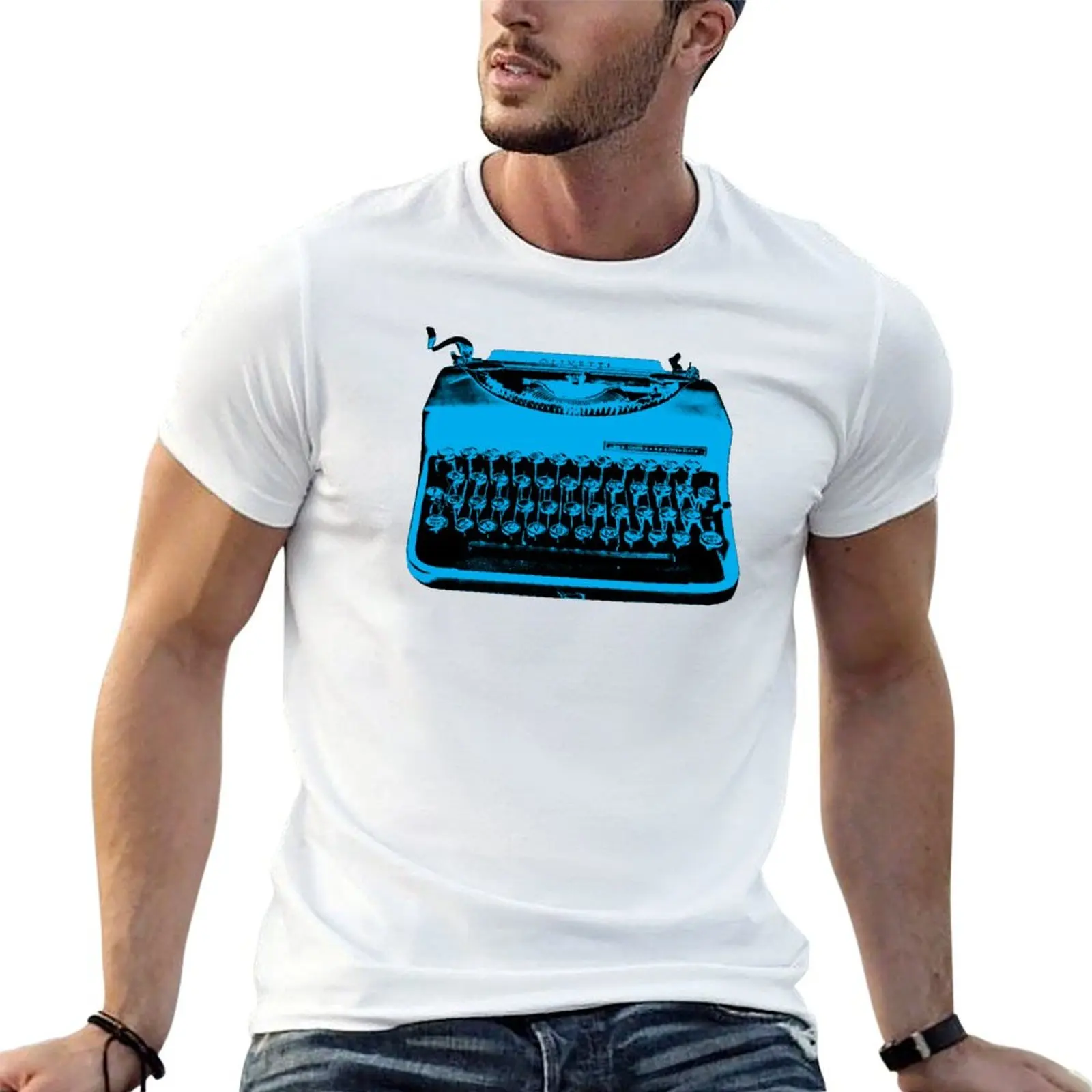 

shirt graphic for Typewriter t T-Shirt man for vintage shirts t Cyan man