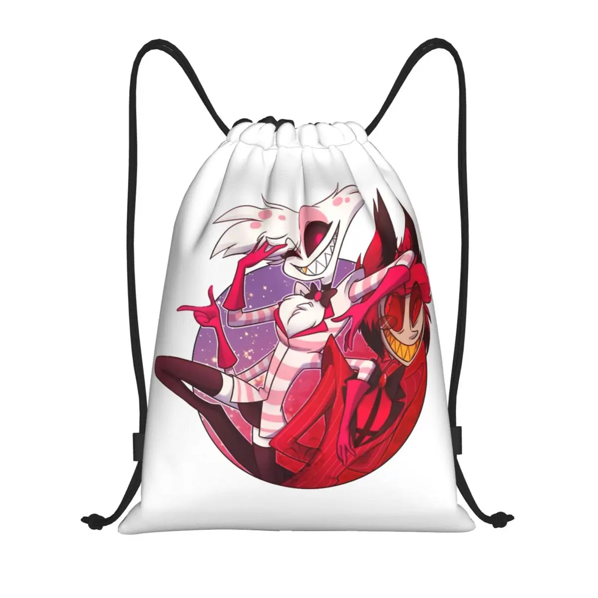 Hazbins Hotels Angel Dust And Alastor Drawstring Backpack Sports Gym Bag String Sackpack for Running