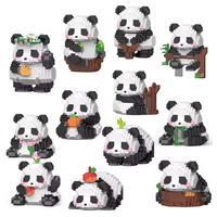 Kawaii Panda Series Micro Particle Building Block Creative Cute Animal DIY Assembled Models Bricks Toys For Kids Birthday Gifts