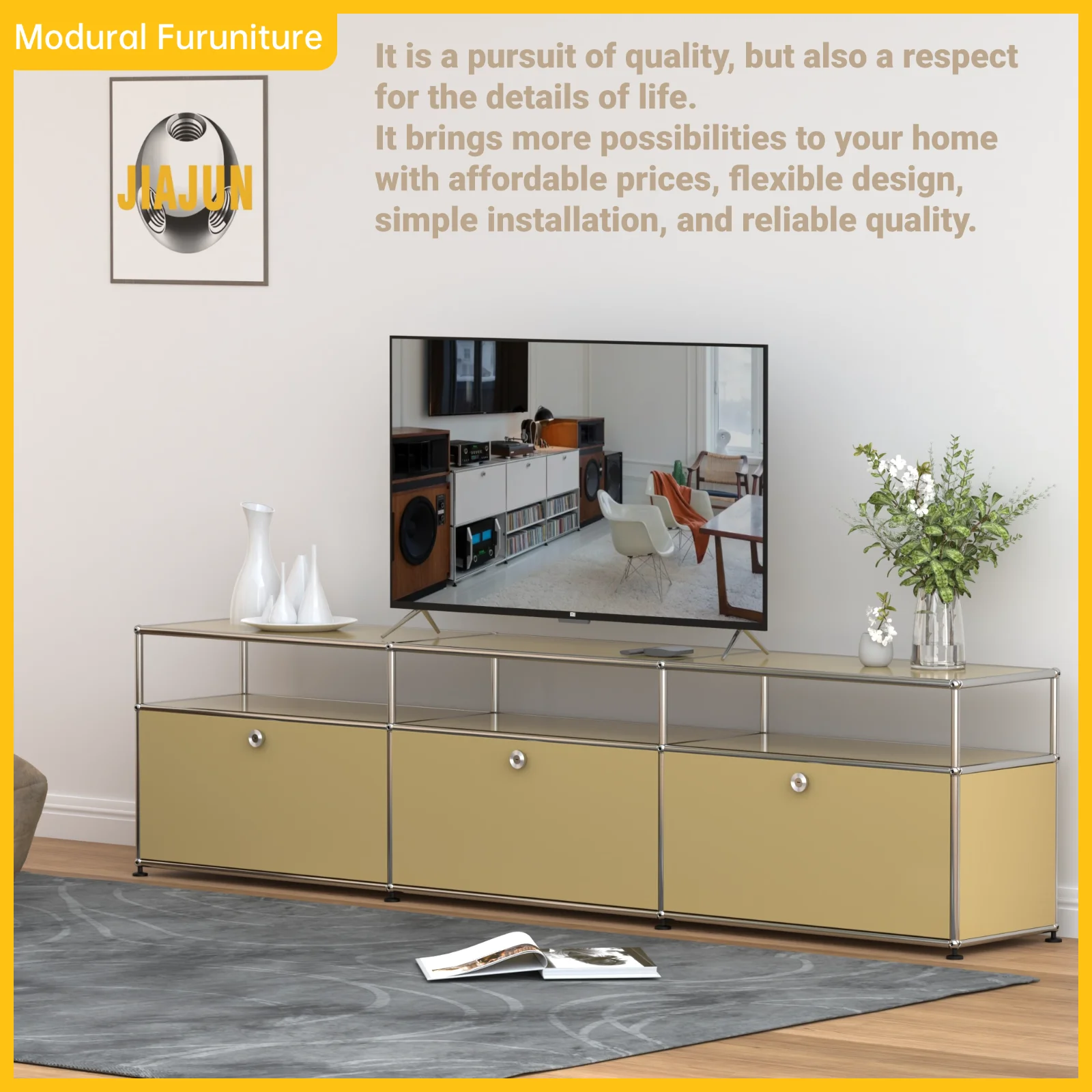 New Arrival Hot-Seller |Multicolored Metal TV Cabinet Customizable Formaldehyde-Free Odorless for Living Rooms and Office Room