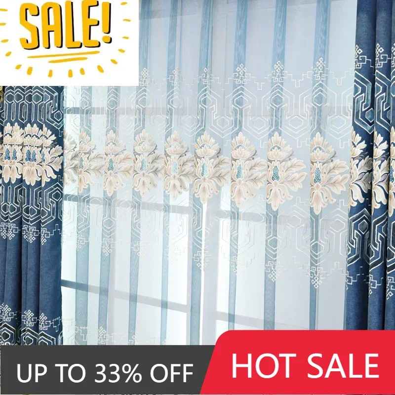 

Custom European Luxury Curtains for Living Room Blackout Bedroom Tulle Velvet Embroidery Palace Valance Elegant Hall Wedding
