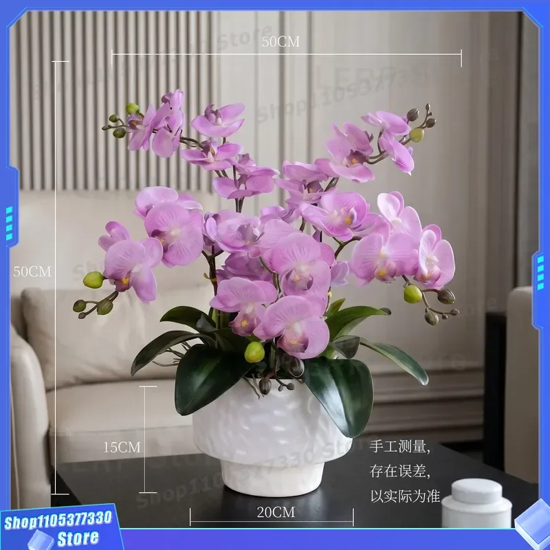Purple Simulated Butterfly Orchid Artificial Flower for Living Room Dining Table Decor Indoor Desktop Floral Arrangement
