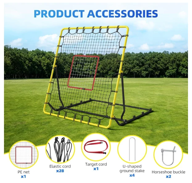 4x4.5 Ft Baseball Rebound Net with 4 Angles, Pitch Back Net for Soccer Softball, Portable Bounce Back Fielding Trainer