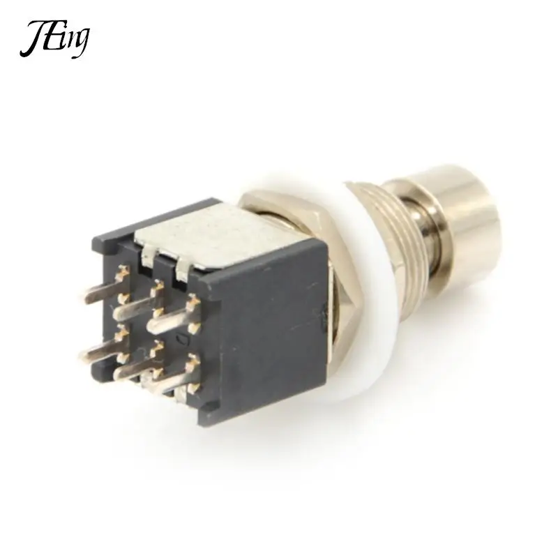 1pcs Mini DPDT Latching Switches ON/ON Guitar Effect Push Button Stomp Pedal Foot Switch