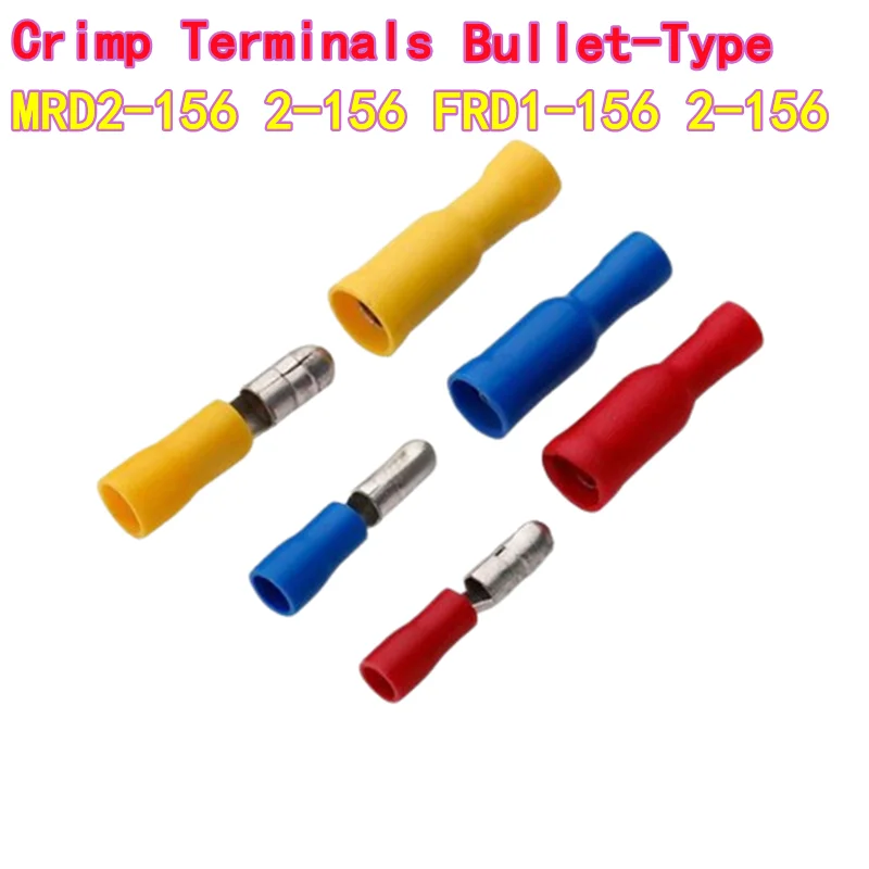 50PCS MRD2-156, 2-156, FRD1-156, 2-156 Crimp Terminals Bullet-Type Male and Female Wire Butt Connectors